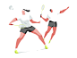 人物运动造型插画-羽毛球运动 badminton