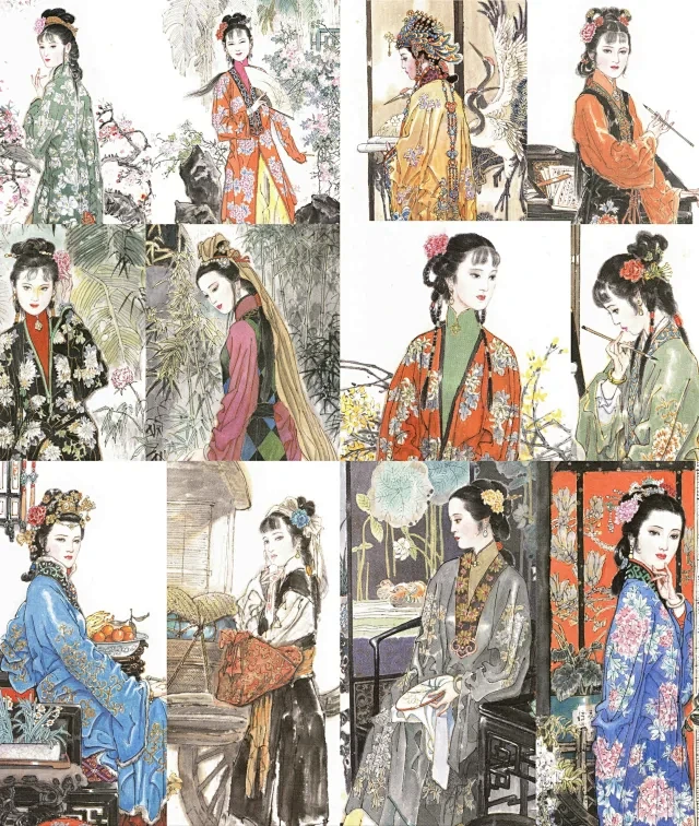 红楼梦金陵十二钗（全）丁世弼绘画-花瓣网