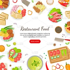 餐馆,绘画插图,模板,矢量,食品,平坦的,健康食物,门厅,电子邮件,书页