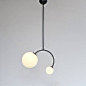 Minimal modern, two size globe shades, geometric pendant lamp, ceiling lamp, Balance Lamp