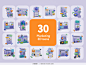 30款3D立体卡通UI用户界面App应用交互插图插画png免抠图片素材