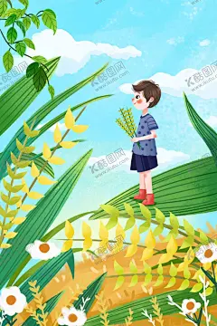 小满插画 【酷图网】小满,插画,二十四节气,小麦,丰收季