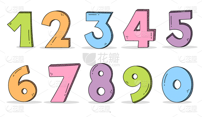 可爱的,数字,性格,创造力,数字0,数,数字1,图像,知识,柔和色