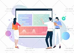 980号智能数码生活看病医疗扁平化卡通人物网页插画AI矢量素材-淘宝网