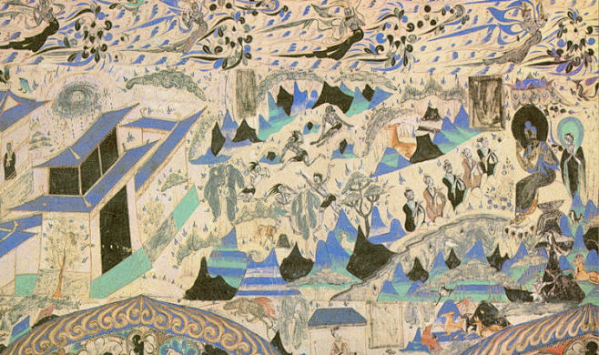 西魏敦煌壁画佛教故事得眼林