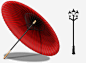 中国风油纸伞红色雨伞路灯-觅元素51yuansu.com png设计元素
