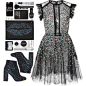 A fashion look from January 2017 featuring sequin tulle dress, glitter booties and charlotte olympia clutches. Browse and shop related looks.