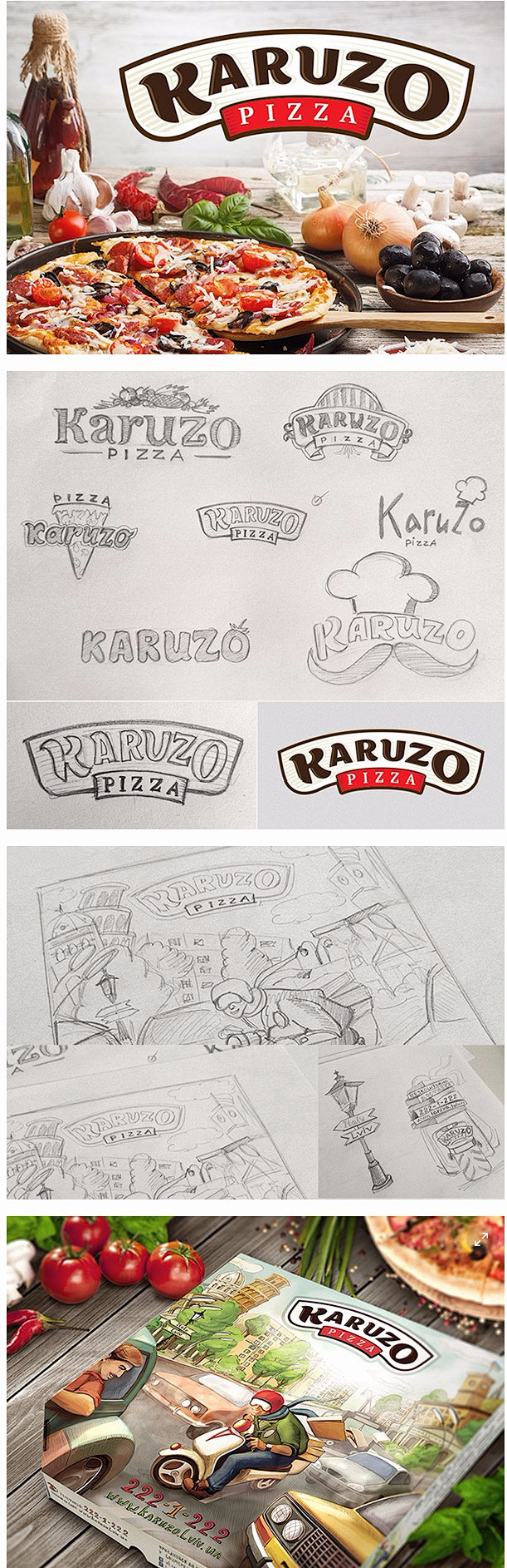 Karuzo Pizza. Logo a...