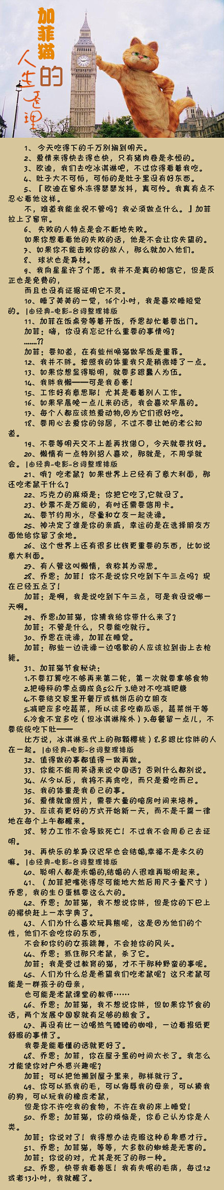 加菲猫的人生歪理,看完会开心很多哦~~