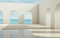 Scene with geometrical forms, arch with ... | Premium Photo #Freepik #photo #background #abstract #geometric #light Circular Buildings, Ästhetisches Design, Backdrop Frame, Wallpaper Earth, Cool Album Covers, Landscape Background, Minimalist Architecture,
