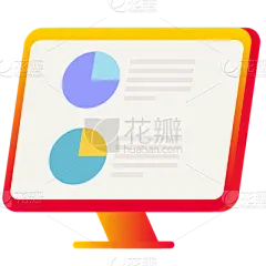 互联网扁平风矢量贴纸-电脑报表