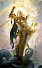 #希腊神话系列插画# 十二主神已经画了三个，雅典娜、阿波罗、阿尔忒弥斯。下一个画战神还是海皇呢？ ​​​​