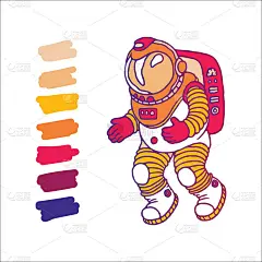 太空人太空人白色，粉红色和橙色的宇宙矢量卡通插图太空宇宙标志