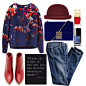 A fashion look from September 2013 featuring long sleeve sweaters, blue jeans and red boots. Browse and shop related looks.