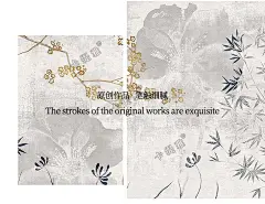 Katiya中式梅花轻奢壁纸复古手绘墙布卧室沙发背景墙电视山水壁画-淘宝网