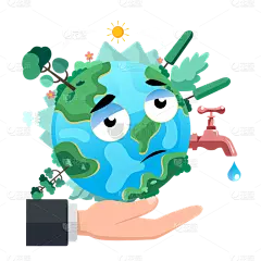 卡通风节约用水环保贴纸-SVG8