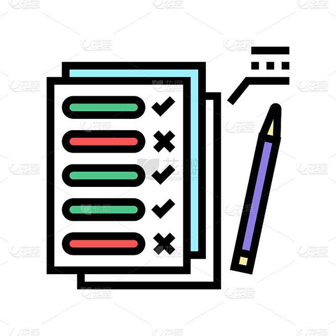 学校考试彩色图标矢量插图