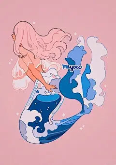 美人鱼Via：meyoco#插画艺术馆##人物插画# ... 来自蓝天白云喵喵 - 微博