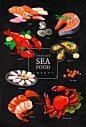 美味海鲜 美食餐饮 西式美食  手绘食品插图插画设计PSD tid315t000034