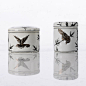 [W]中式新古典美式家居装饰摆件 竹枝雀鸟白色陶瓷茶叶罐