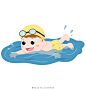 卡通手绘儿童游泳防溺水夏天插画素材图片素材