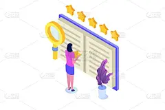 书评，阅读俱乐部概念。矢量图