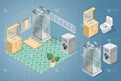 浴室,组物体,家具,图标集,三维图形,污水,卫生间,管道工,室内,淋浴