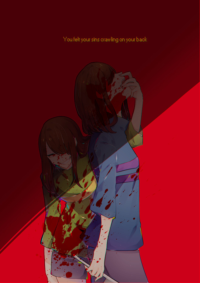 undertale, frisk, chara (undertale), pixiv id 4869278#传说之下