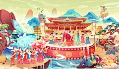 《酒》·长卷·国潮插画插画商业插画三川工作室 - 原创作品 -  