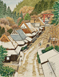辻本洋太郎日本乡村风景水彩 -  茶 - いらっしゃいませ 