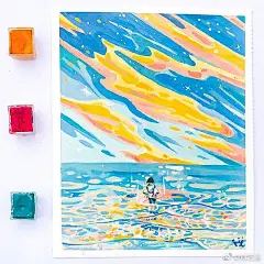 绘本插画超话 梦幻天际与云朵。works by Marlene
#手绘# #插画# ​​​​