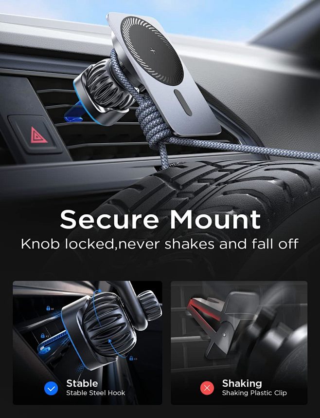 LISEN for Magsafe Car Mount Charger,15W Wireless Car