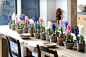 Lovely hyacinths in different colours -  down the middle of a table - great idea!