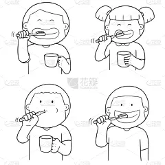 儿童,男孩,可爱的,白色,口腔卫生,人,杯,图像,刷牙,布置