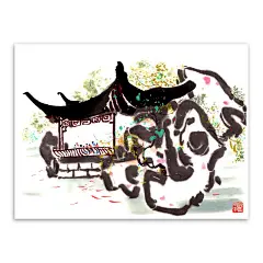 轻艺术 大师名画 吴冠中 苏州园林 新中式 水墨画 海报画芯##书房##客厅##装饰画#