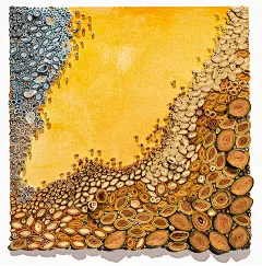 为了能够制作出不同的效果来，Amy Eisenfeld Genser也在尝试使用不同的纸张进行创作，最近常常使用的纸张就是我们在纸艺制作中很常见的桑皮纸。她会将这些纸张事先进行色彩的处理，并且在最终制作的时候才用层叠拼贴的方式来增加衍纸作品的立体感。