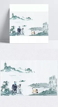 清明水墨画素材|手绘,清明佳节,清明,扫墓,思念,水墨画,其他节日,节日元素