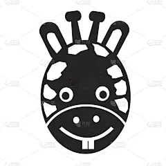 长颈鹿脸情绪图标插画标志设计