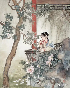 加菲猫猫爱Barney采集到绘画-仕女