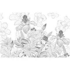 壁纸现代简约北欧插画风格艺术墙纸客厅电视背景墙画黑白花卉墙布