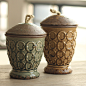 家居饰品陶瓷装饰品工艺品摆件 复古彩釉麻绳盖陶瓷储物罐2款选