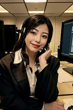 呼叫中心女性客服人物肖像摄影图