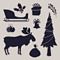 Free vector flat christmas season elements silhouette