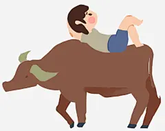 卡通放牛的孩子高清素材 卡通孩子 卡通手绘 手绘插画 放牛 放牛的孩子 清明节 牧童 免抠png 设计图片 免费下载