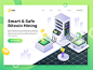 Smart & Safe bitcoin Mining landing Page vector web design ui hero header business tecnology peoples noansa illustration isometric science isomatric ethereum smart bitcoin exchange safe mining bitcoin