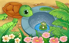 卡通手绘插画寓言故事成语故事儿童故事经典童话乌龟青蛙草丛花成成语故事绘本