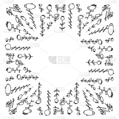 涂鸦花与叶子的方形框架，可爱精致的植物元素组合成一个矩形