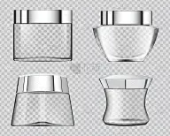 化妆品护肤品空玻璃包装样品分类现实设置瓶子在透明的背景