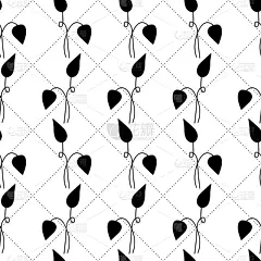 四方连续纹样,花纹,背景,抽象,矢量,叶子,黑白图片,轮廓,可爱的,华丽的