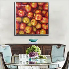 莆艺 手绘水果写实油画 现代餐厅静物挂画 玄关装饰画【李子】